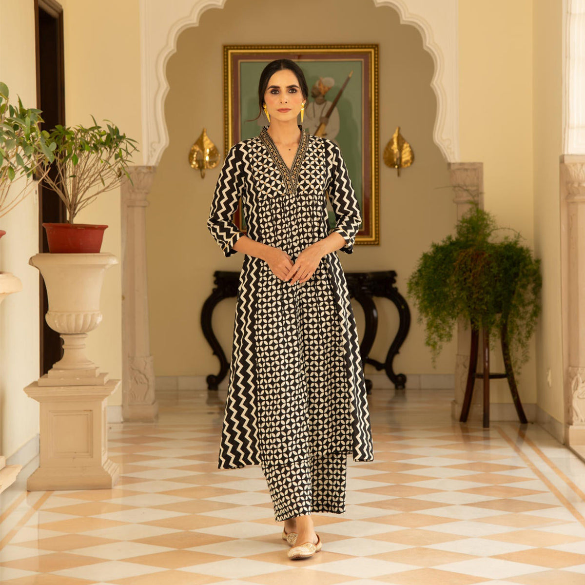 Embroidred Kurta & Solid Pant