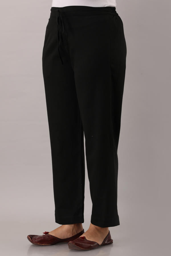 Black Cotton  Flex Pant