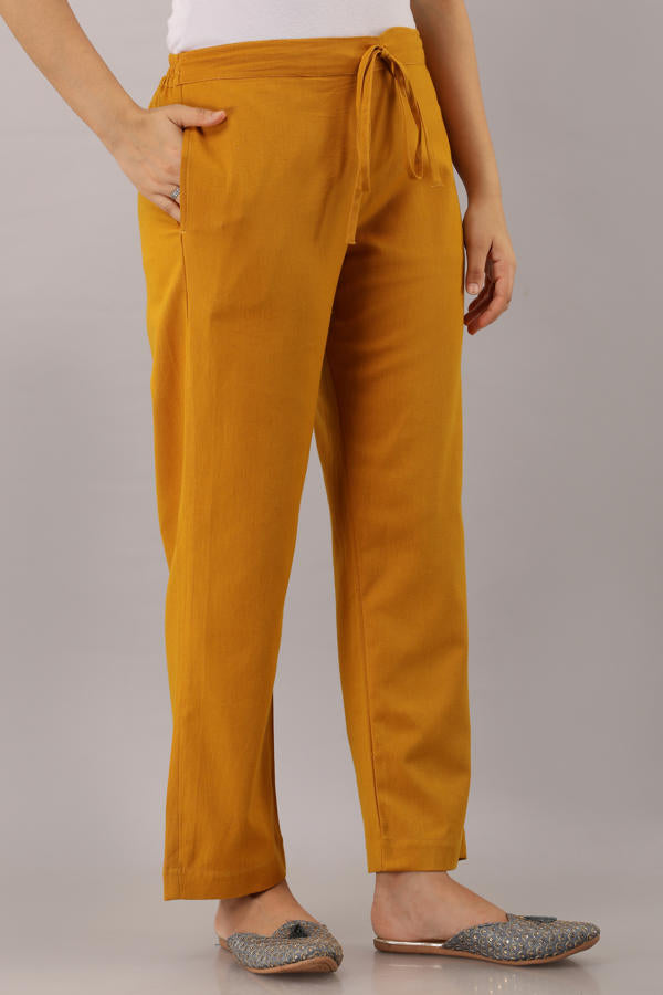 Mustard Cotton Flex Pant