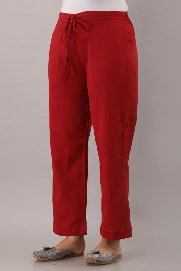 Maroon Cotton  Bottom Flex Pant