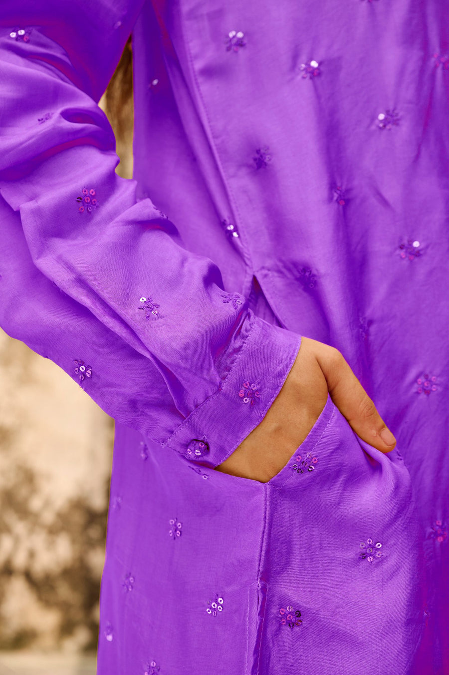 Purple Embroidered Silk Co-Ord Set