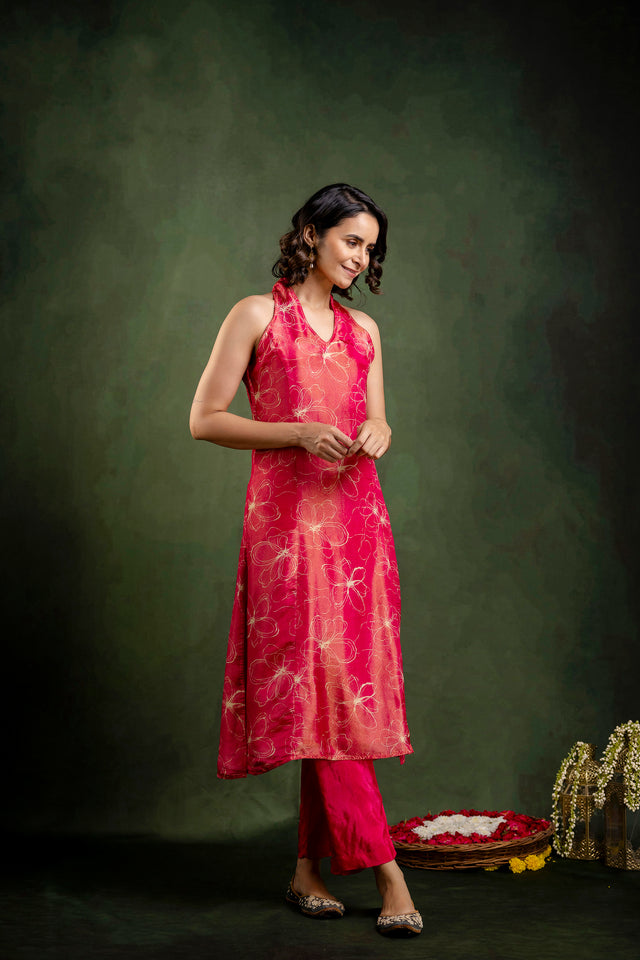Rani Shimmer Crepe Halter Neck Co-Ord Set