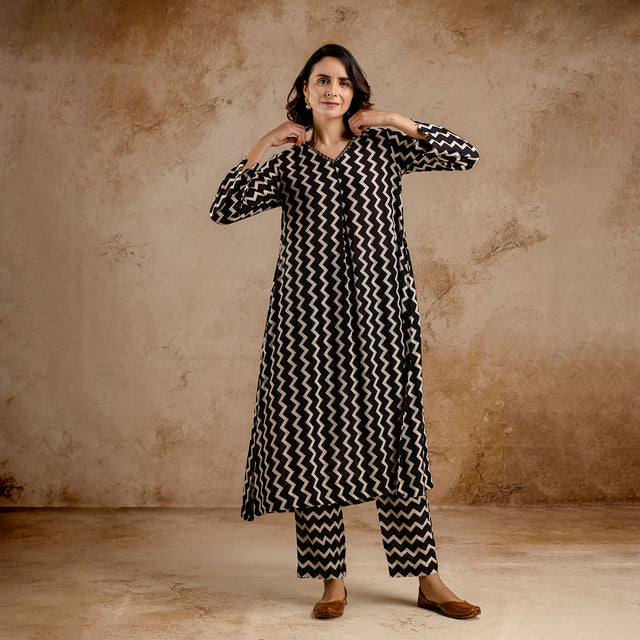 Monochromatic Printed Modal Embroidered Co-Ord Set