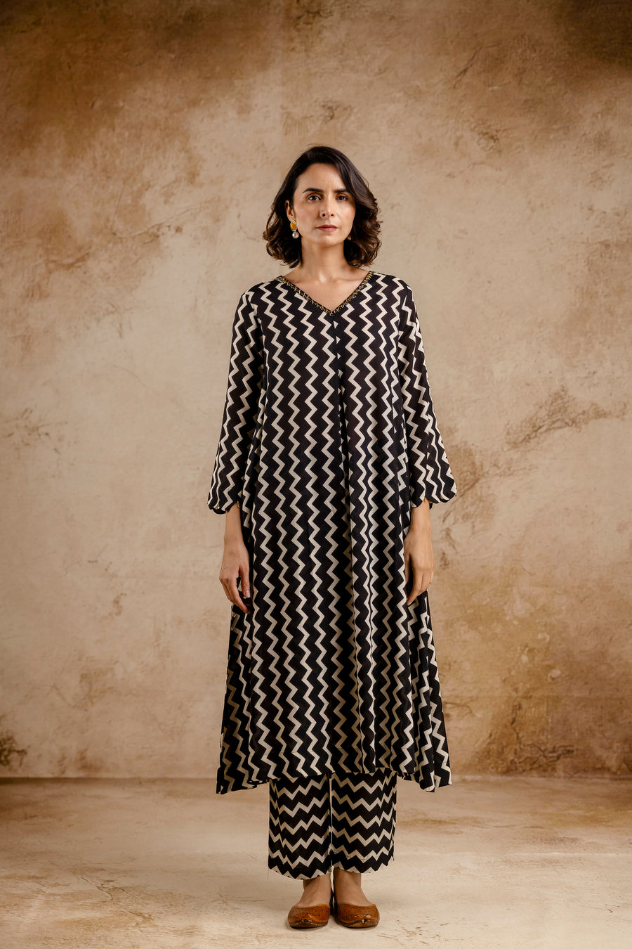 Monochromatic Printed Modal Embroidered Co-Ord Set