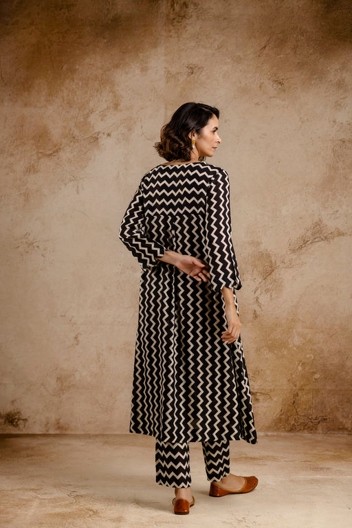 Monochromatic Printed Modal Embroidered Co-Ord Set