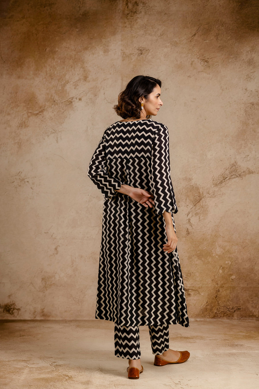 Monochromatic Printed Modal Embroidered Co-Ord Set