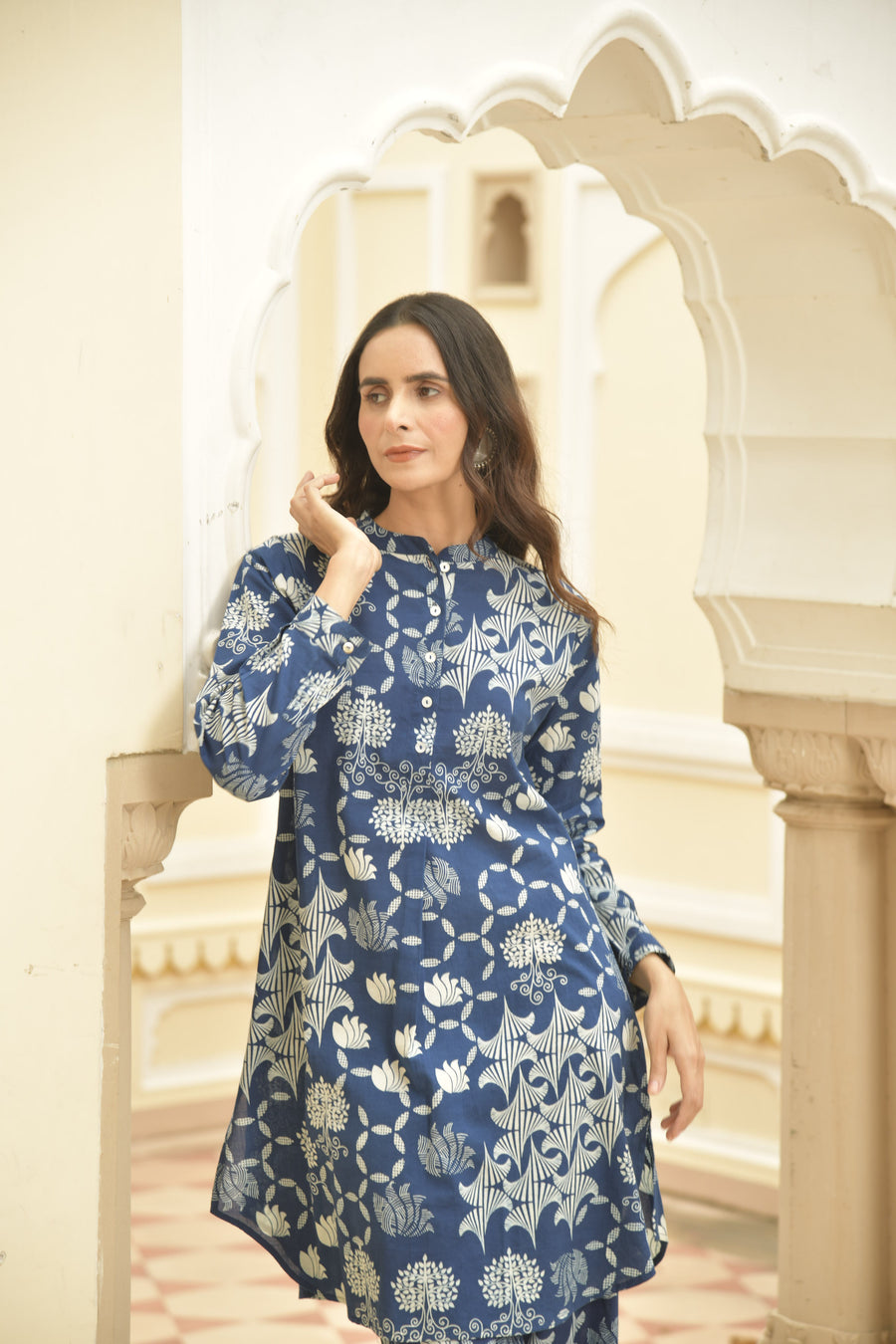 Indigo Dabu Printed Cotton Co-Ord Set