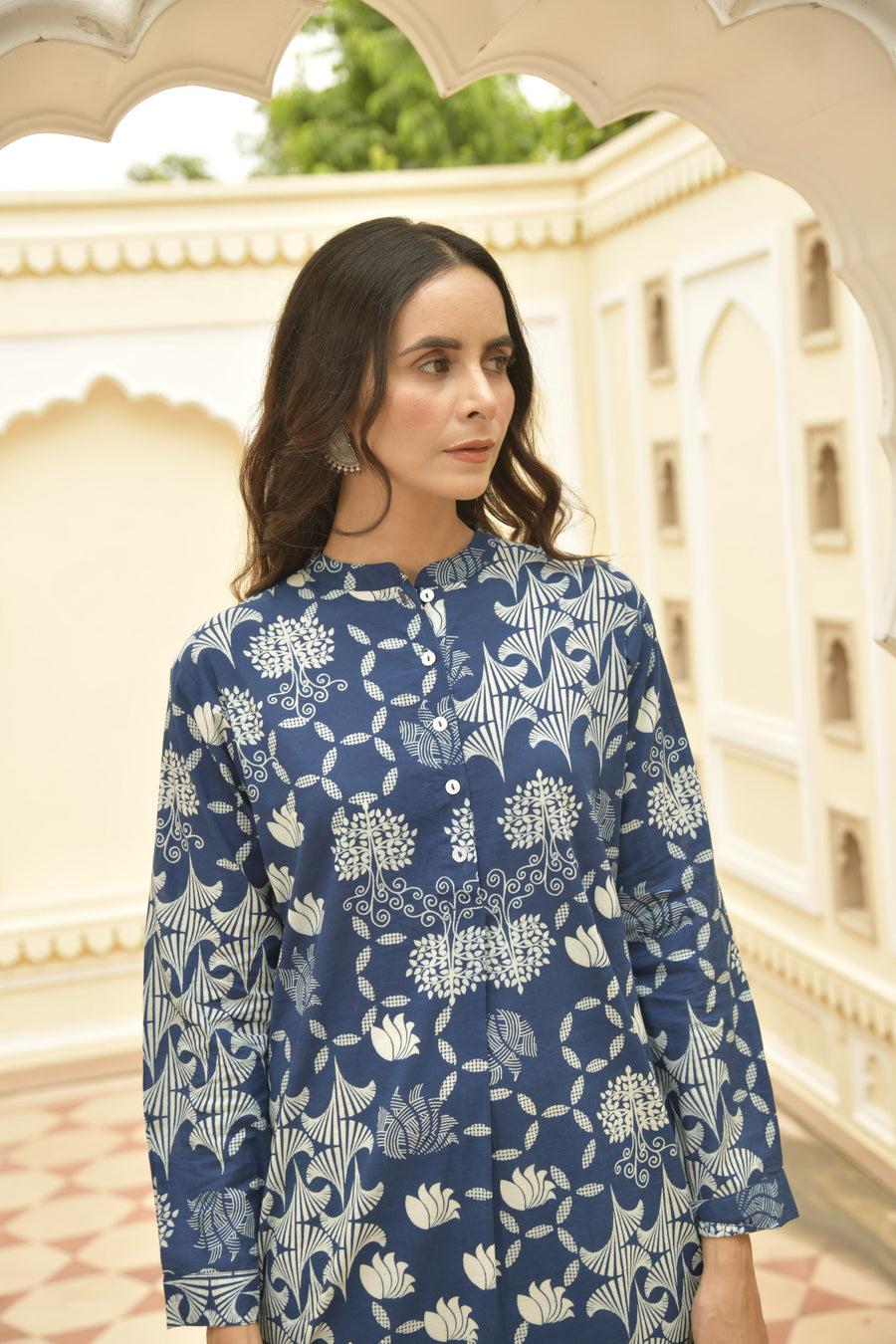 Indigo Dabu Printed Cotton Co-Ord Set