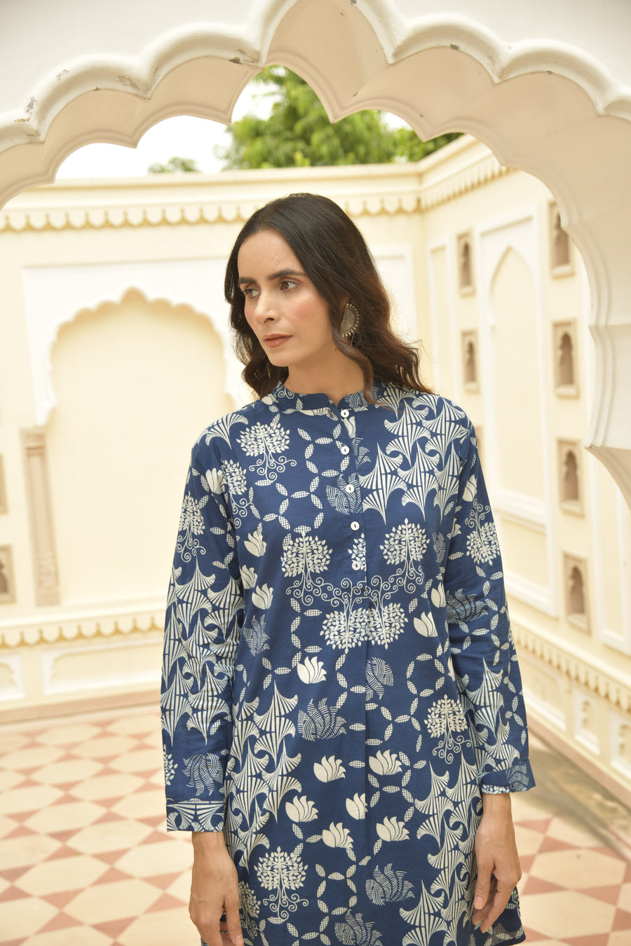 Indigo Dabu Printed Cotton Co-Ord Set