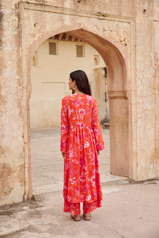 Orange Modal Embroidered Co-Ord Set