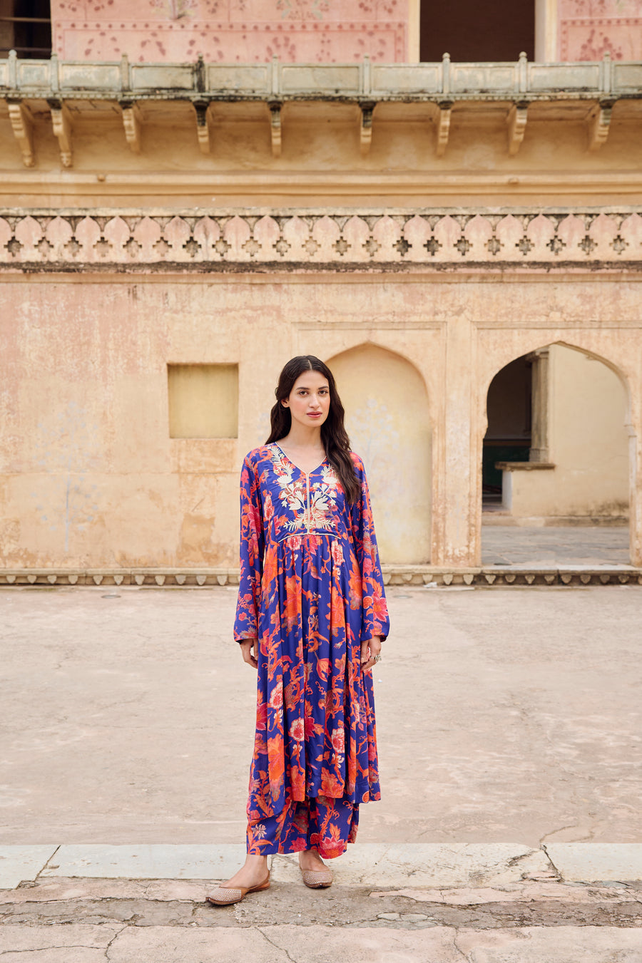 Royal Blue Modal Embroidered Co-Ord Set