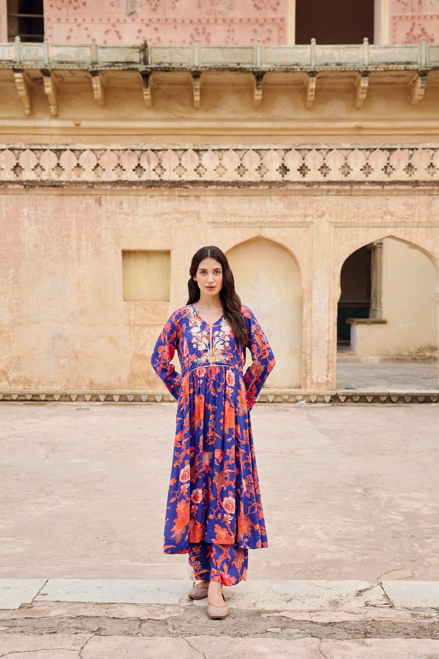 Royal Blue Modal Embroidered Co-Ord Set