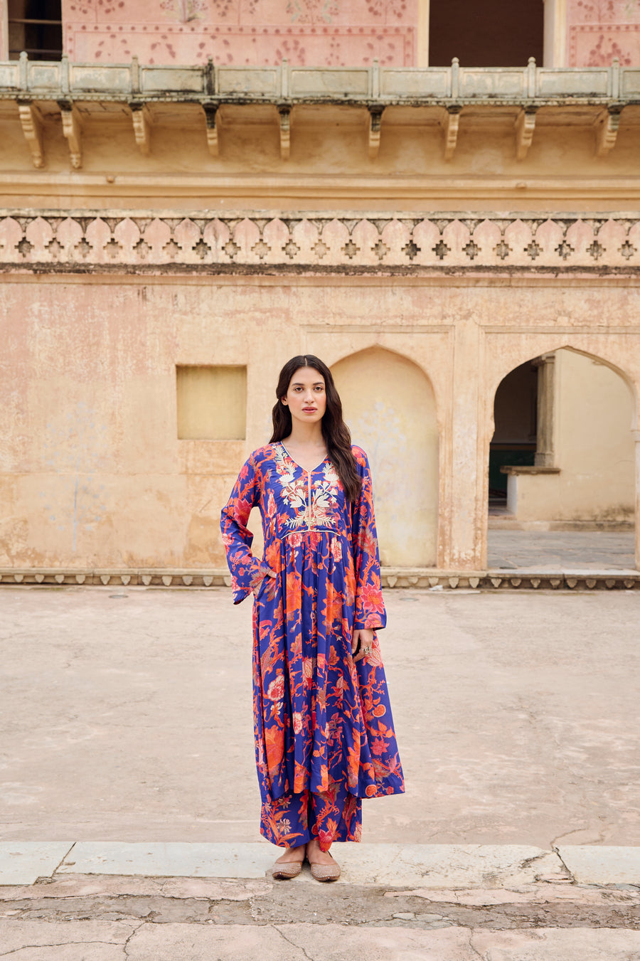 Royal Blue Modal Embroidered Co-Ord Set