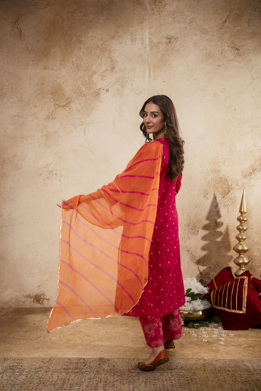 Rani Cotton Suit Set with Gota Patti Work & Kota Doria Dupatta