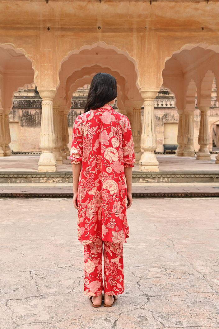 Red Printed Modal Co-Ord Set