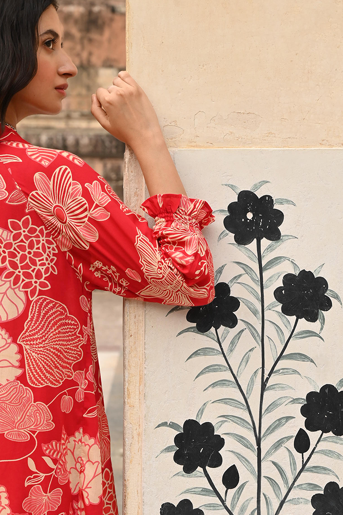 Red Printed Modal Co-Ord Set