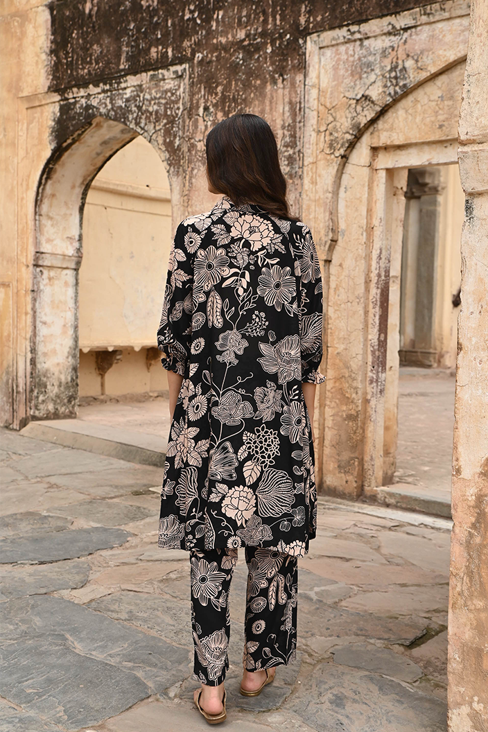 Black Printed Modal Co-Ord Set