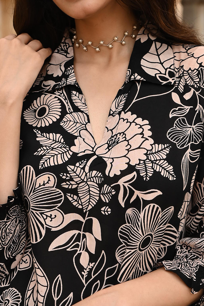 Black Printed Modal Co-Ord Set