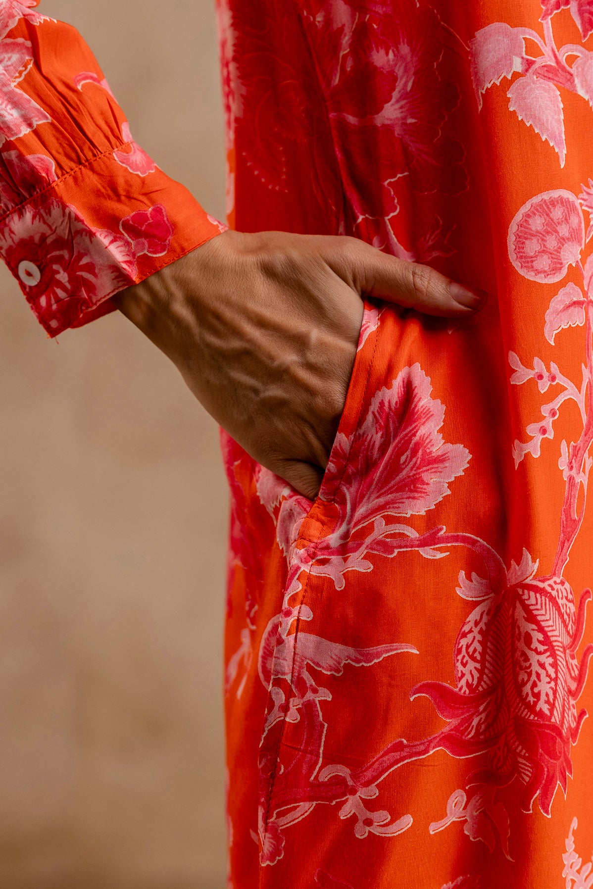 Orange Modal Full Sleeves Shirt Collar Co-Ord Set