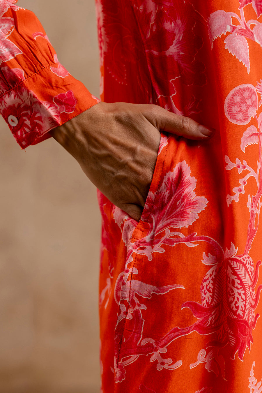 Orange Modal Full Sleeves Shirt Collar Co-Ord Set