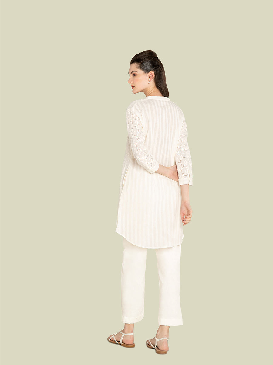 White Cutwork Embroidery Co-Ord Set