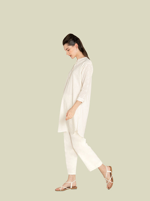 White Cutwork Embroidery Co-Ord Set