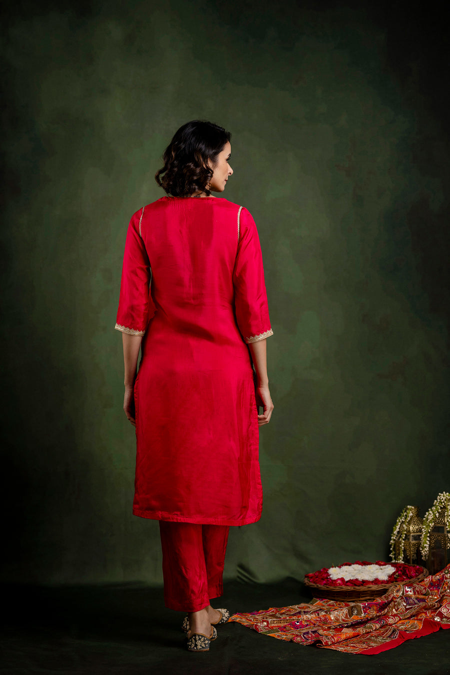 Rani Silk Embroidered Round Neck Co-Ord Set