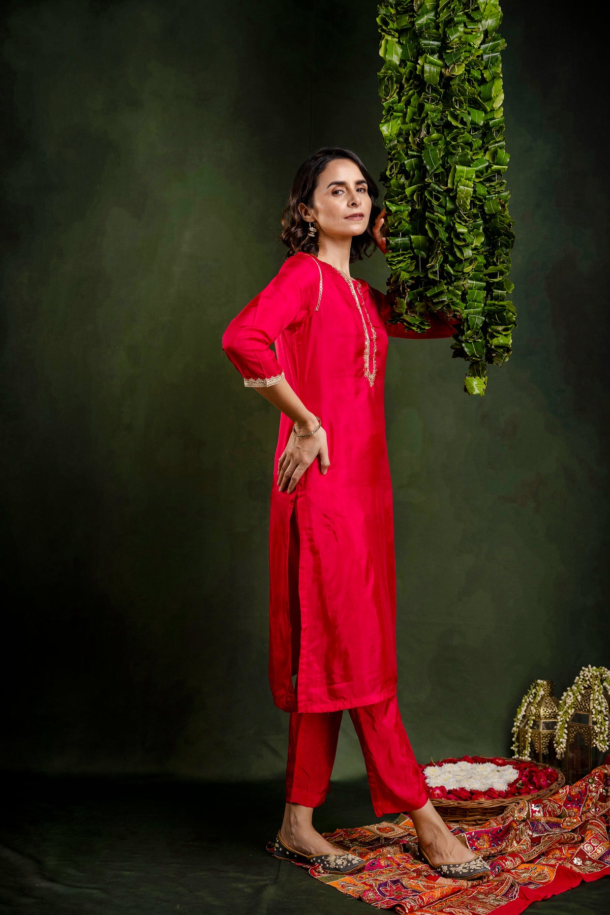 Rani Silk Embroidered Round Neck Co-Ord Set