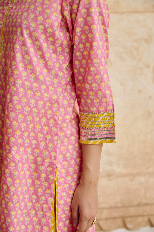 Pink Gota Work Kurta Sharara Set with Dupatta