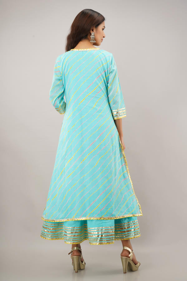 Firozi Cotton Kalidaar Dress 