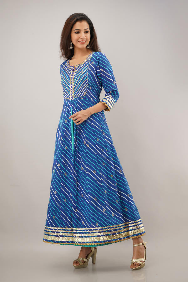 Blue Cotton  Kalidaar Dress 