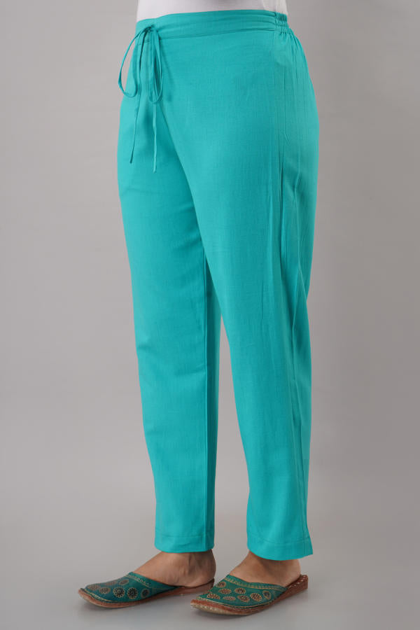 Sea Green Cotton Bottom Flex Pant