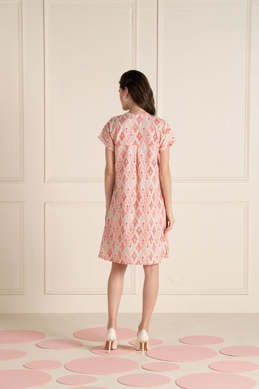 Pink Ikhat Cotton Flex Dress