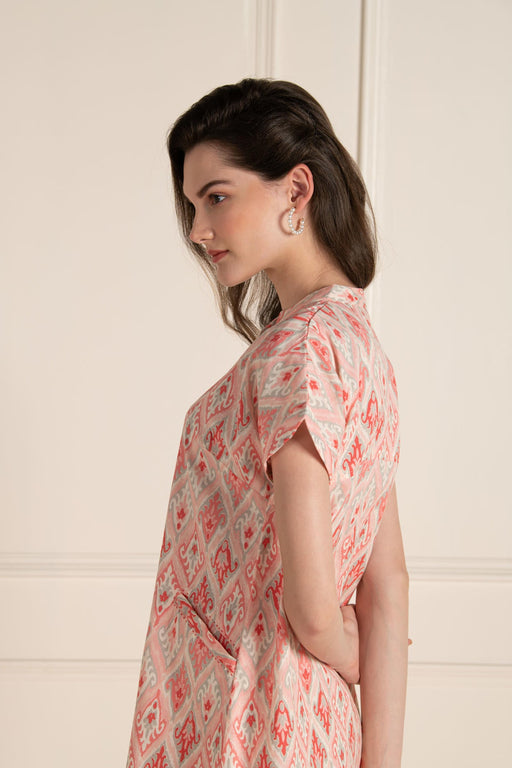 Pink Ikhat Cotton Flex Dress