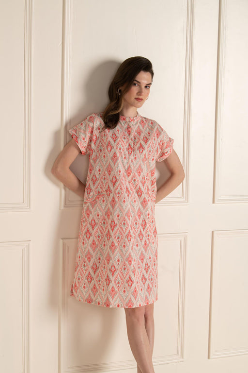 Pink Ikhat Cotton Flex Dress