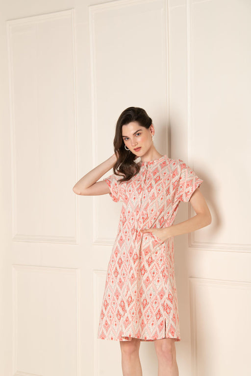 Pink Ikhat Cotton Flex Dress