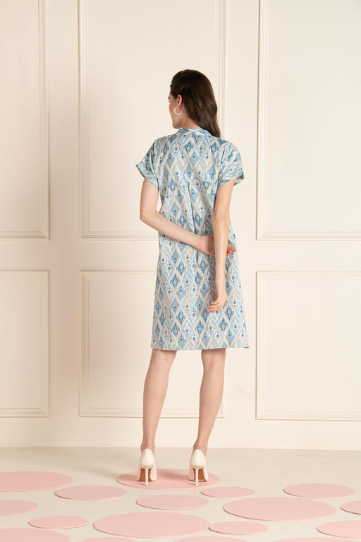 Blue Ikhat Cotton Flex Dress