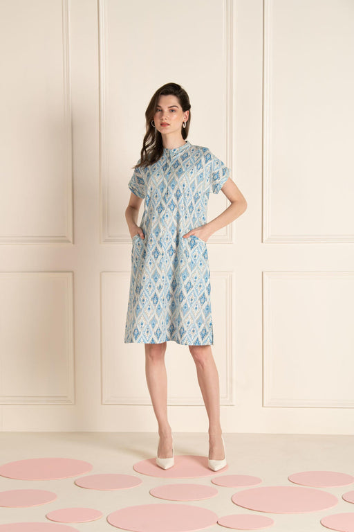 Blue Ikhat Cotton Flex Dress