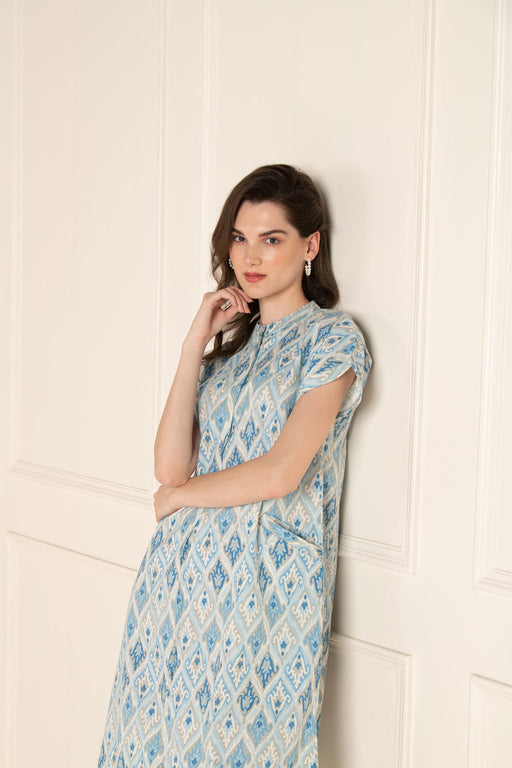 Blue Ikhat Cotton Flex Dress