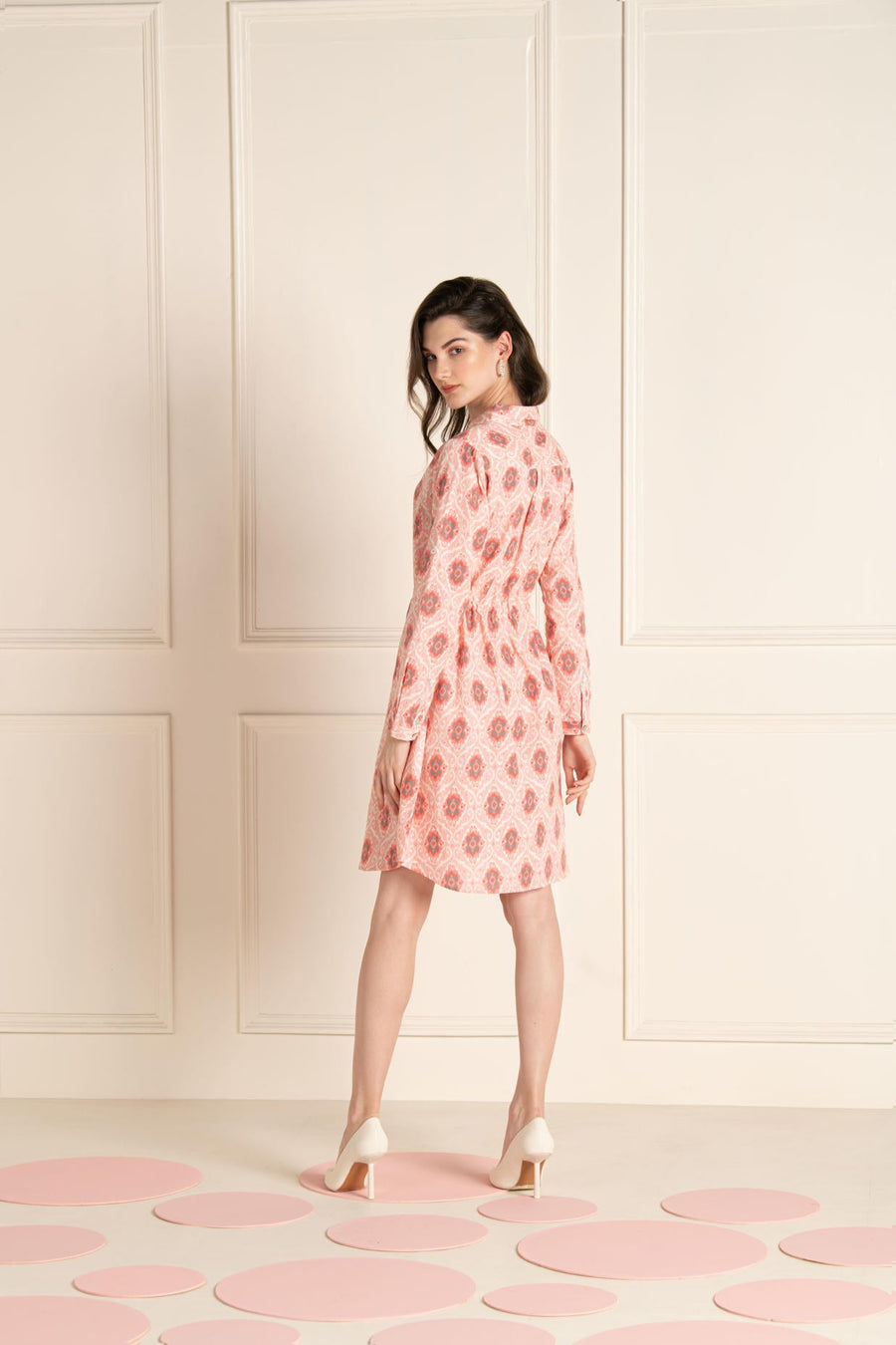 Ikhat Cotton Flex Pink Shirt Dress