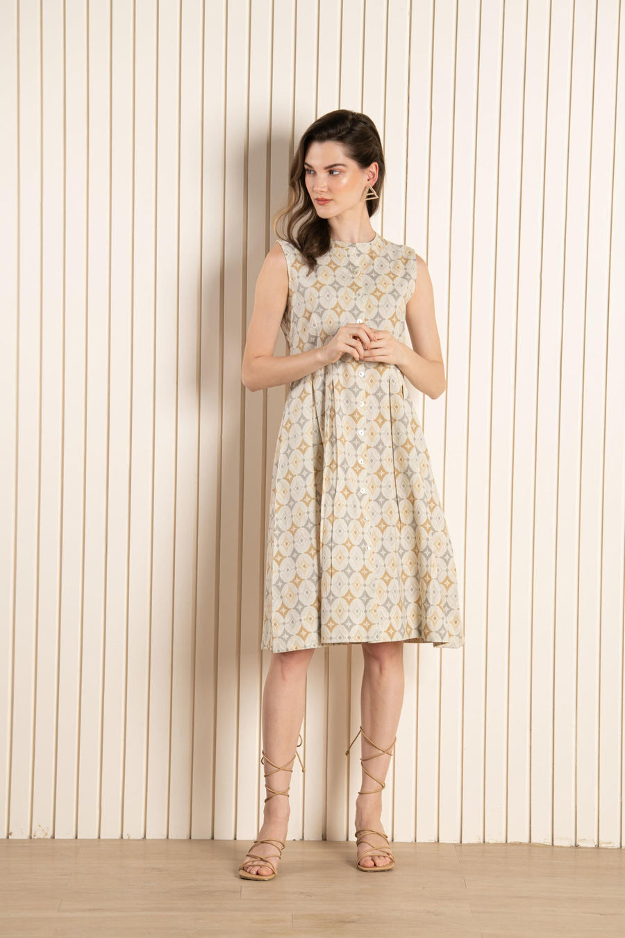 Beige Ikhat Cotton Flex Dress