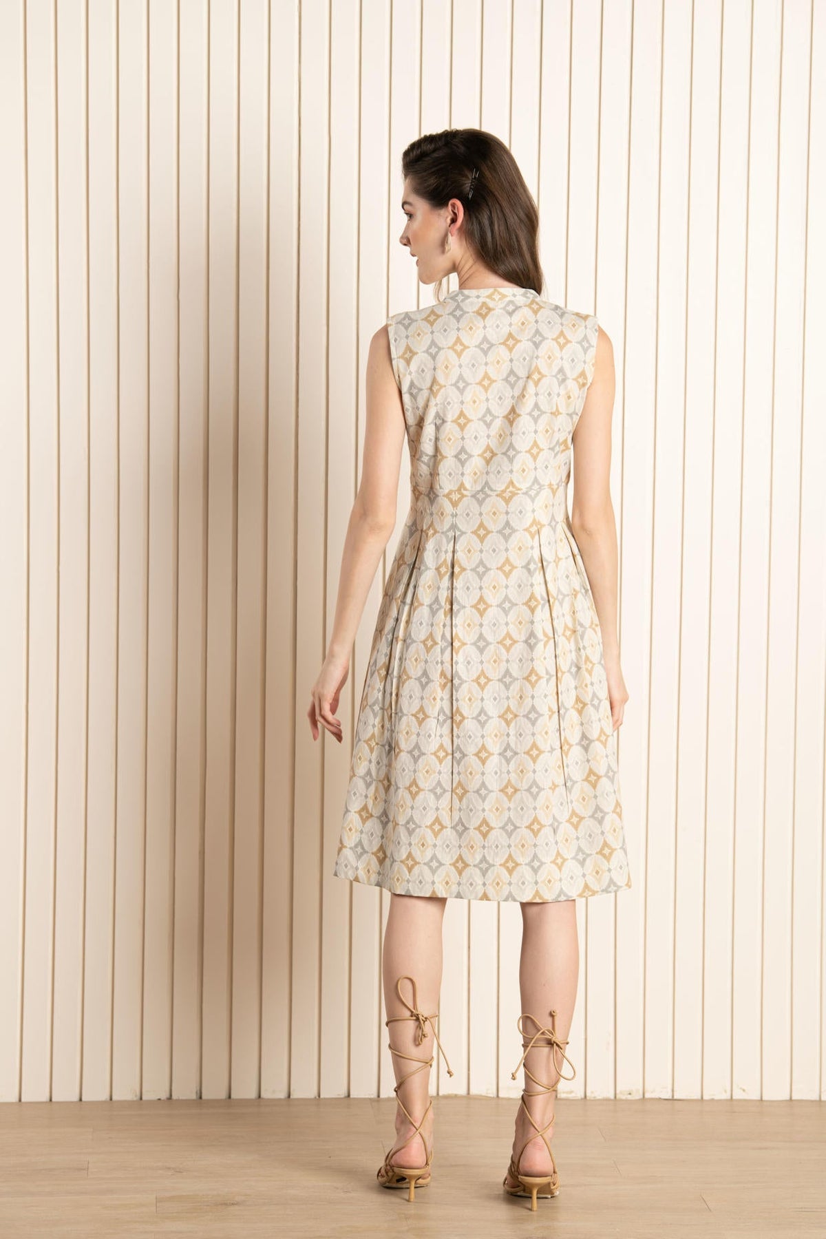 Beige Ikhat Cotton Flex Dress