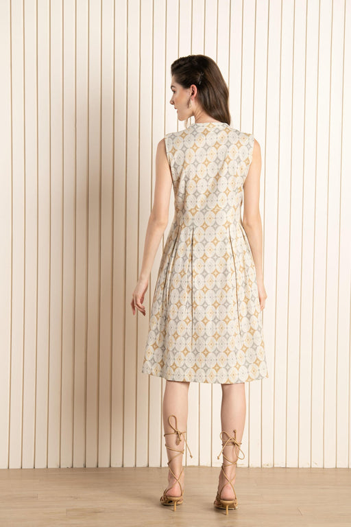 Beige Ikhat Cotton Flex Dress