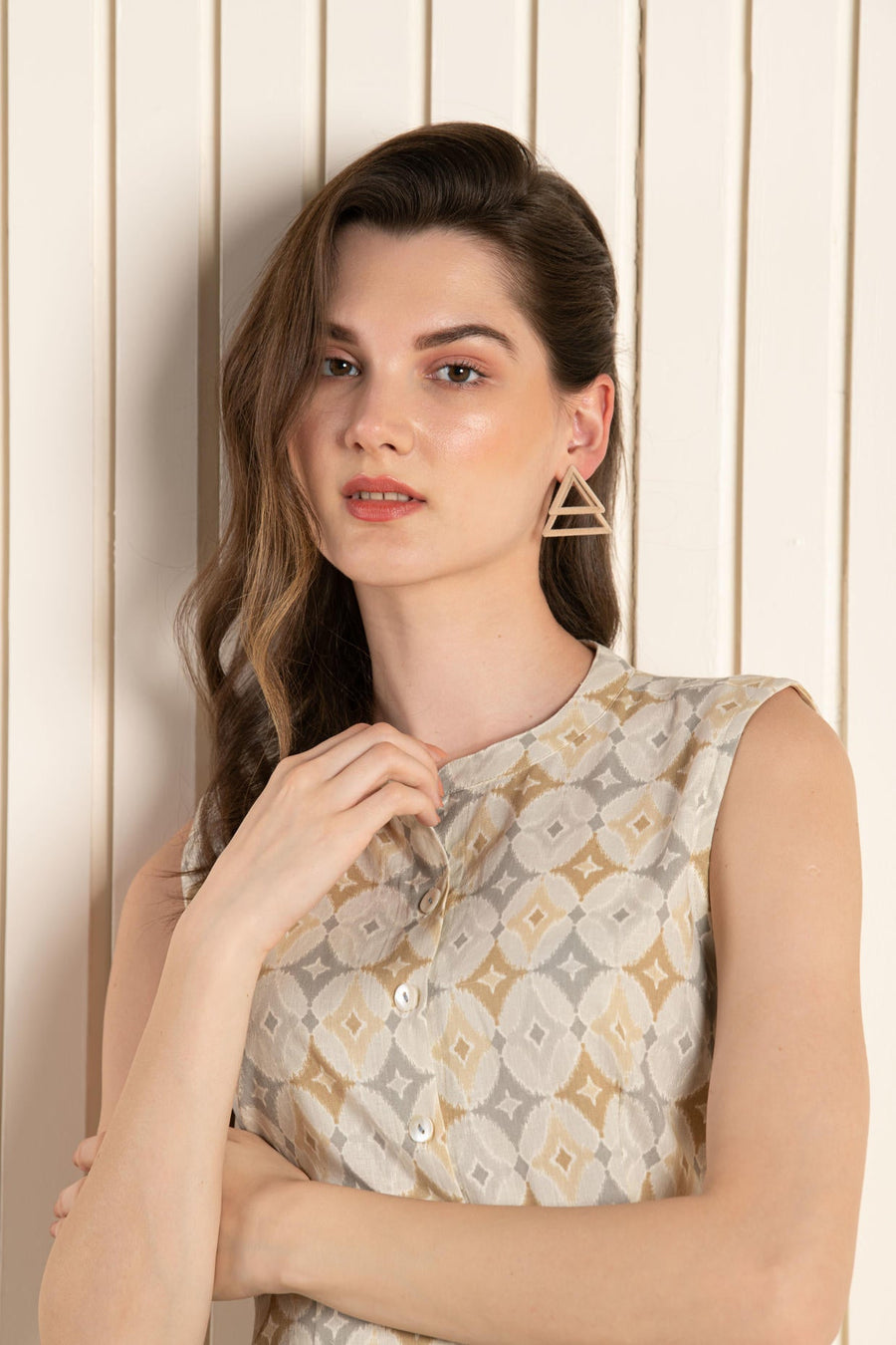 Beige Ikhat Cotton Flex Dress