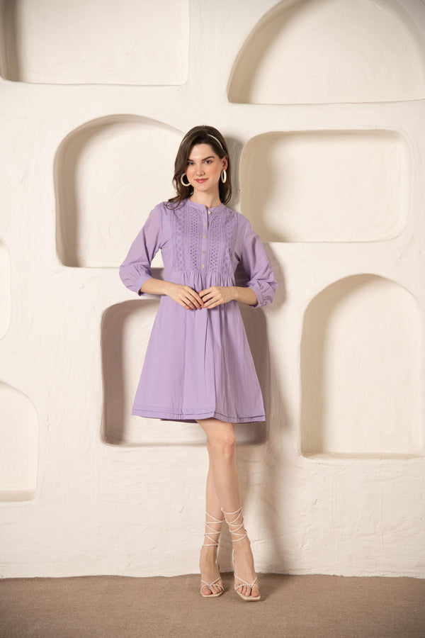 Lavender Cotton Short Dress