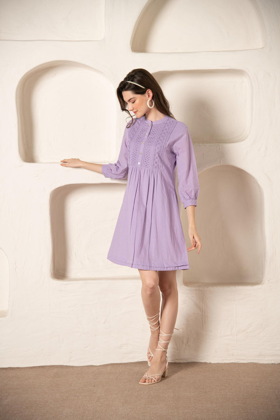 Lavender Cotton Short Dress