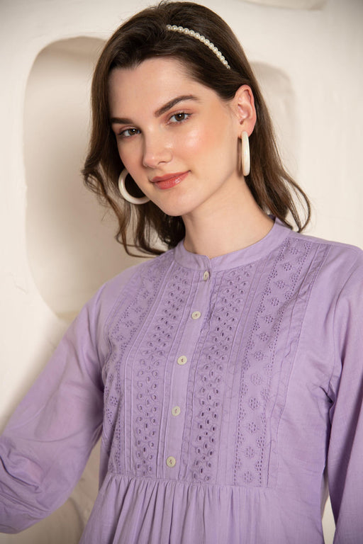 Lavender Cotton Short Dress