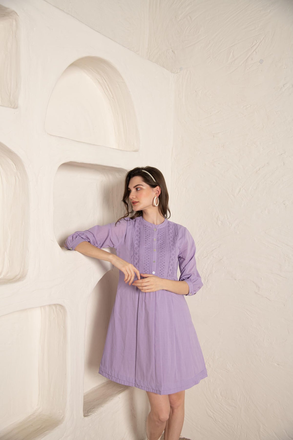 Lavender Cotton Short Dress