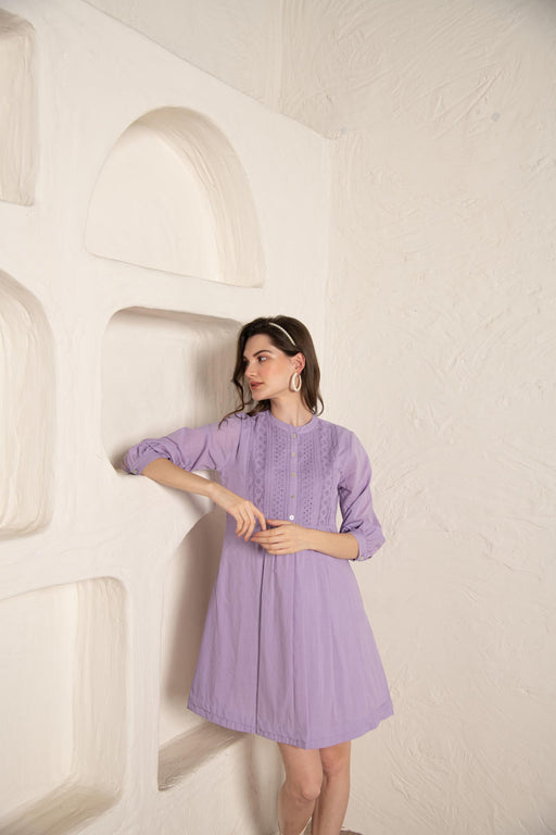 Lavender Cotton Short Dress