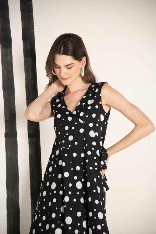 Monochrome Polka Dot Cotton Wrap Dress
